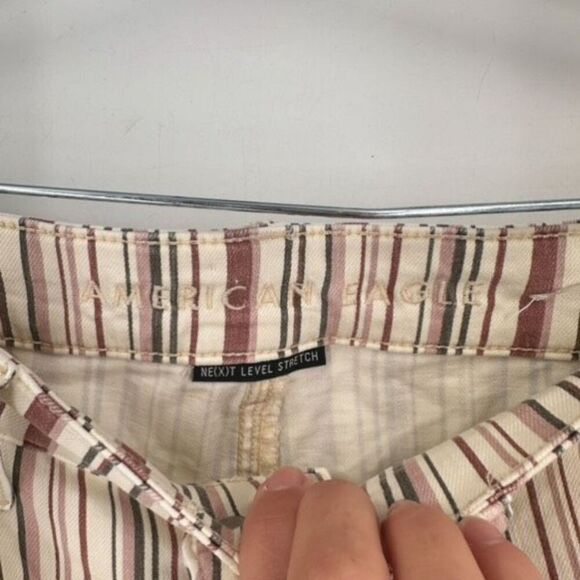 American Eagle‎ Outfitters Women's Striped Skinny Jeans Off White Red Size 8 - Picture 4 of 13